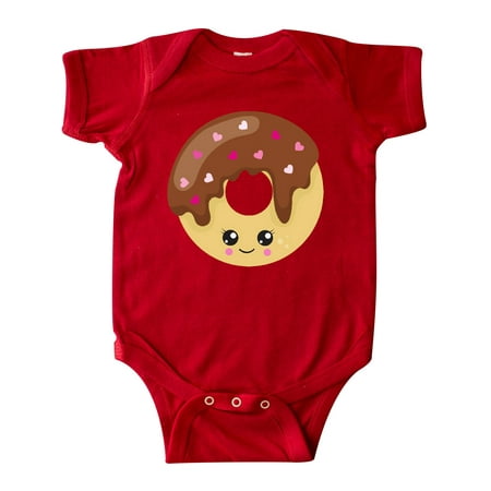 

Inktastic Kawaii Donut Donut With Hearts Chocolate Donut Gift Baby Boy or Baby Girl Bodysuit