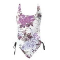 thumbnail image 5 of Savings Up to 50% off Ladies Fashion Multicolor Pattern Print Bikini Back Cutout Sling Women Piece One-Piece Swimsuit Purple, M, 5 of 6