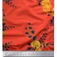 thumbnail image 1 of Soimoi Orange Moss Georgette Fabric Leaves & Floral Printed Craft Fabric by The Yard 42 Inch Wide, 1 of 1