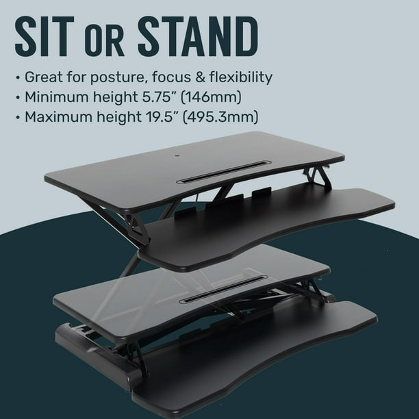 TechOrbits Height Adjustable Desk 37 Riser Desktop Sit Stand Fits