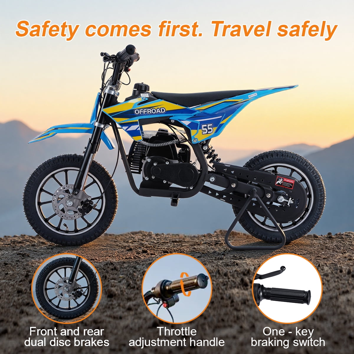 SAY YEAH Dirt Bike,50CC Gas Powered Off Road Dirt Bike for Kids 8-13,Weight Support Up to 200 LBS,25MPH Top Speed