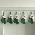 thumbnail image 3 of Mini media navideña de 18 cm, con monograma inicial verde bordado, ideal para decorar el árbol de Navidad en familia., 3 of 7