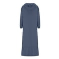 thumbnail image 4 of IROINNID Maxi Dress for Women Hooded Winter Warm Color Long Sleeve Pocket Long Dress ,Blue, 4 of 6