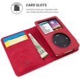 thumbnail image 2 of Snugg Étui en Cuir pour iPod Classic, Étui Portefeuille avec Support et Fentes pour Cartes - Rouge -, 2 of 5