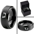 thumbnail image 4 of Tungsten Montana The Treasure State Heart Band Ring 8mm Men Women Comfort Fit Black Step Bevel Edge Brushed Polished, 4 of 4