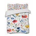 thumbnail image 2 of Quilts Full Size, Colorful Poppies Soft Comforter Bedding Set for Bed, Orange Blue Flowers Leaves Lightweight Quilted Bedspread with Pillow Cover(2 Pieces) for All Season, 78x90 Inch, 2 of 6