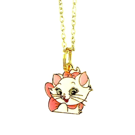 Marie Aristocats Necklace Cartoon Cat Charm Pendant in Velvet Jewelry Bag