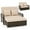 Beige, variant on Gymax Patio Rattan Daybed Wicker Loveseat Sofa w/ Multifunctional Ottoman Beige