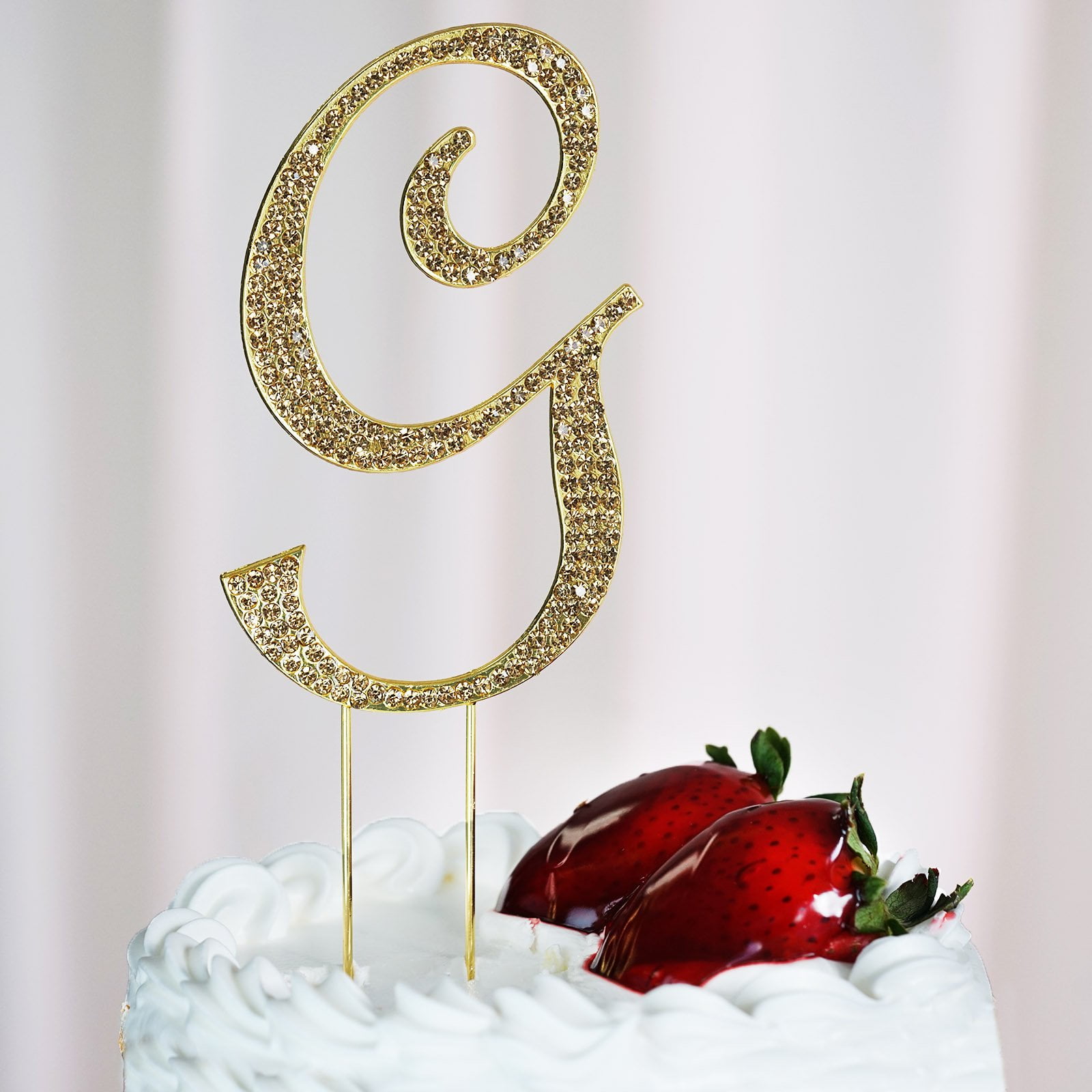 GOLD lated Rhinestone  Monogram Letter “W”  Wedding Cake Topper  5" inch high 