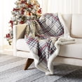 thumbnail image 3 of SAFAVIEH Ribbon Throw, 50" x 60", Grey/Red, 3 of 5