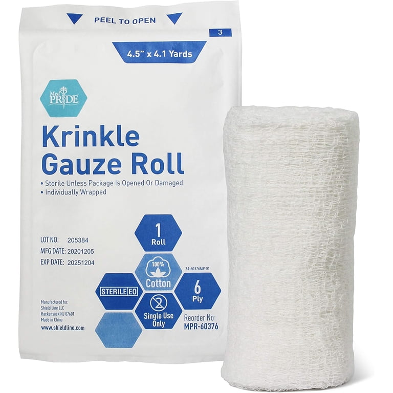 MedPride Sterile Krinkle Gauze Rolls, 4.5" x 4.1 Yards, 6-Pack photo 2