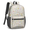 thumbnail image 2 of 17 Inch Lightweight Backpack,PVC Waterproof Oxford Fabric, Ergonomically Designed, with Large Capacity, Floral Flowers Print, 2 of 5