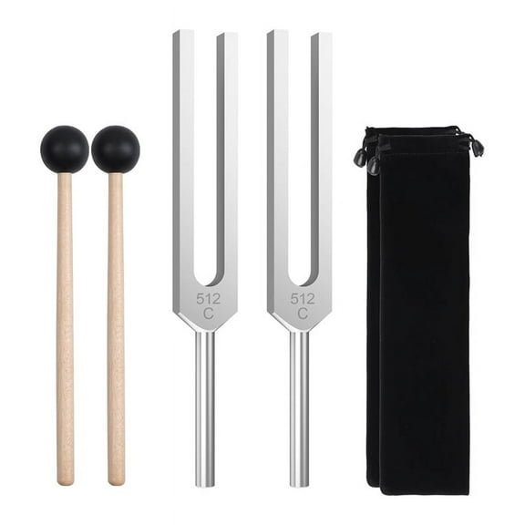 2Pcs 512Hz Tuning Forks Set, Aluminum Alloy Tuning Forks with Hammers