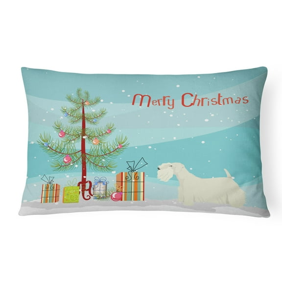 Carolines Treasures CK3561PW1216 Sealyham Terrier Christmas Tree Canvas Fabric Decorative Pillow, 12H x16W, multicolor