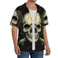 thumbnail image 2 of Fotbe Gothic Winged Skull Camisa Estampada de Manga Corta para Hombre, Casual de Verano, Estilo Playero, Sin Arrugas-Large, 2 of 5