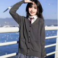 thumbnail image 3 of Suéter de lana tipo cárdigan Kawaii original, suéter de lana con cuello en V para mujer, suéter de uniforme JK japonés, moderno y vanguardista, 3 of 5