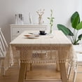 thumbnail image 2 of Nvzi-c 1 piece rural crochet tablecloth, tablecloth, woven tablecloth, hollow tablecloth, piano towel, knitted white tassel tablecloth 160 * 140cm, 2 of 4