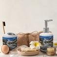 thumbnail image 4 of Ambesonne America Soap Dispenser & Toothbrush Holder Set, Mountain Lake Park West, 2 Pcs, Green Brown Blue, 4 of 6