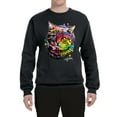 thumbnail image 2 of Wild Bobby, Cute Colorful Rainbow Cat Animal Lover Unisex Crewneck Graphic Sweatshirt, Black, Small, 2 of 3