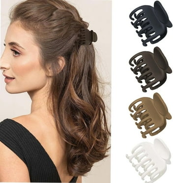 Double Row Teeth Small Hair Claw Clips for Women Fine Thin Short Hair, 1.6 Inch Matte Hair Clips Cute Size Jaw Clips Matte Hair Clamps Clips for Girls Kids -4 PCS