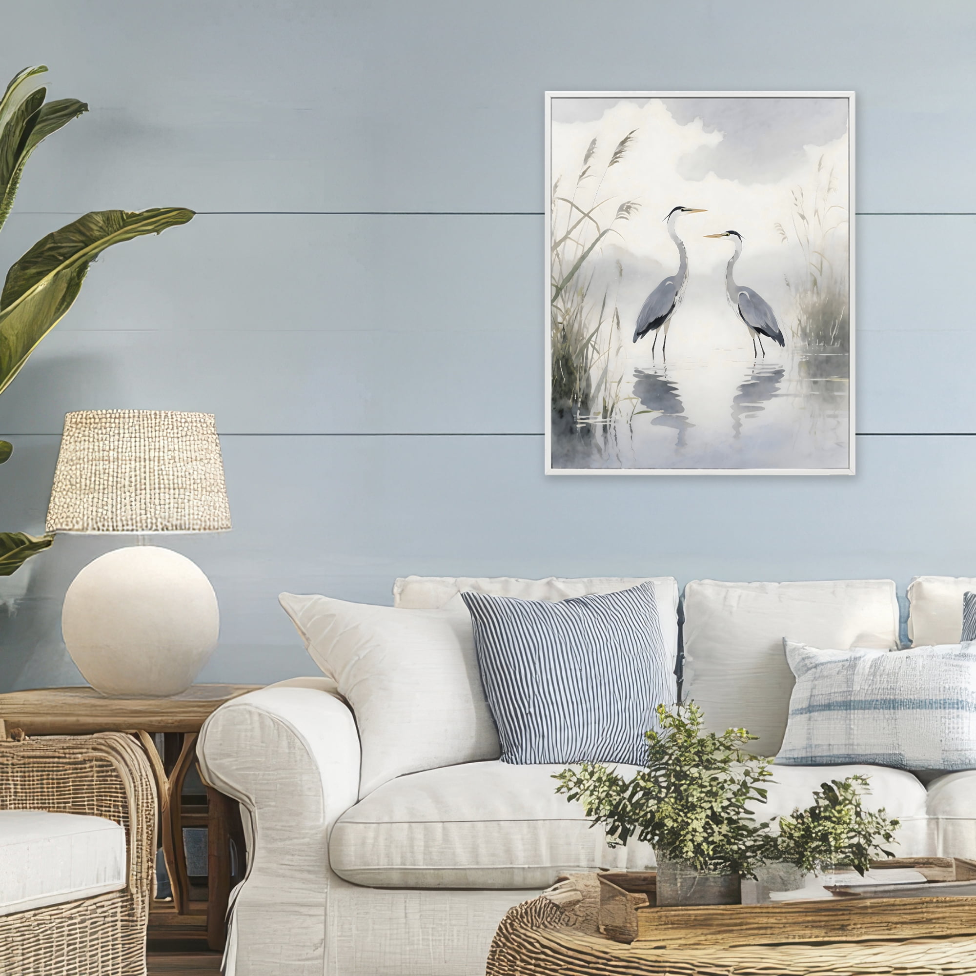 Stupell Industries Serene Wetlands Heron Reflections White Framed Giclee Art, design by Creative Studio