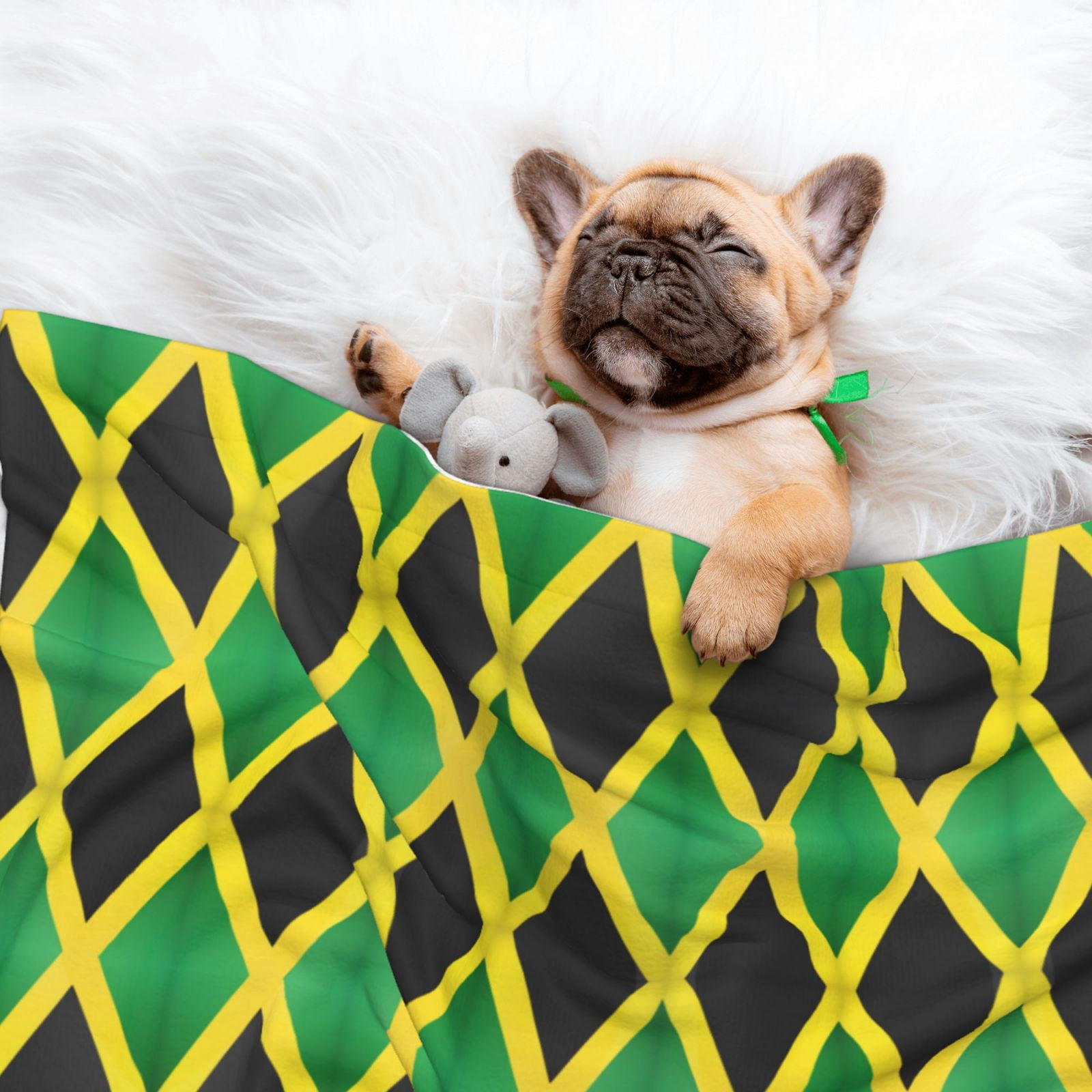 Jamaica Flag Dog Blanket Soft Warm Flannel Cat Blanket Great Pet Throw for Cats Puppy Small Medium Large Dog