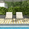 thumbnail image 4 of Gymax 2 Pcs Chaise à Sangle de Patio Chaise d'Appoint Moderne avec Appui-Tête Amovible et Cadre en Métal Robuste, 4 of 9