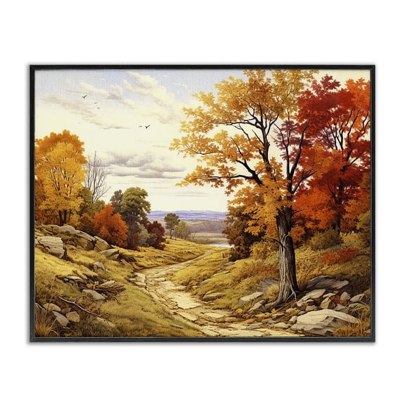 Stupell Industries Traditional Classic Fall Foliage Path Black Framed Giclee Art, 20 x 16, by Lil' Rue