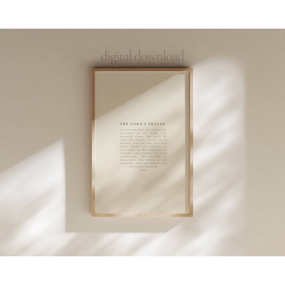 The Lord'S Prayer Beige Poster , Modern Scripture Decor, Prints, Christian Home Decor, Christian Faith, Calming UNFRAMED Poster, Wall Art for Decor, Present, 8x12