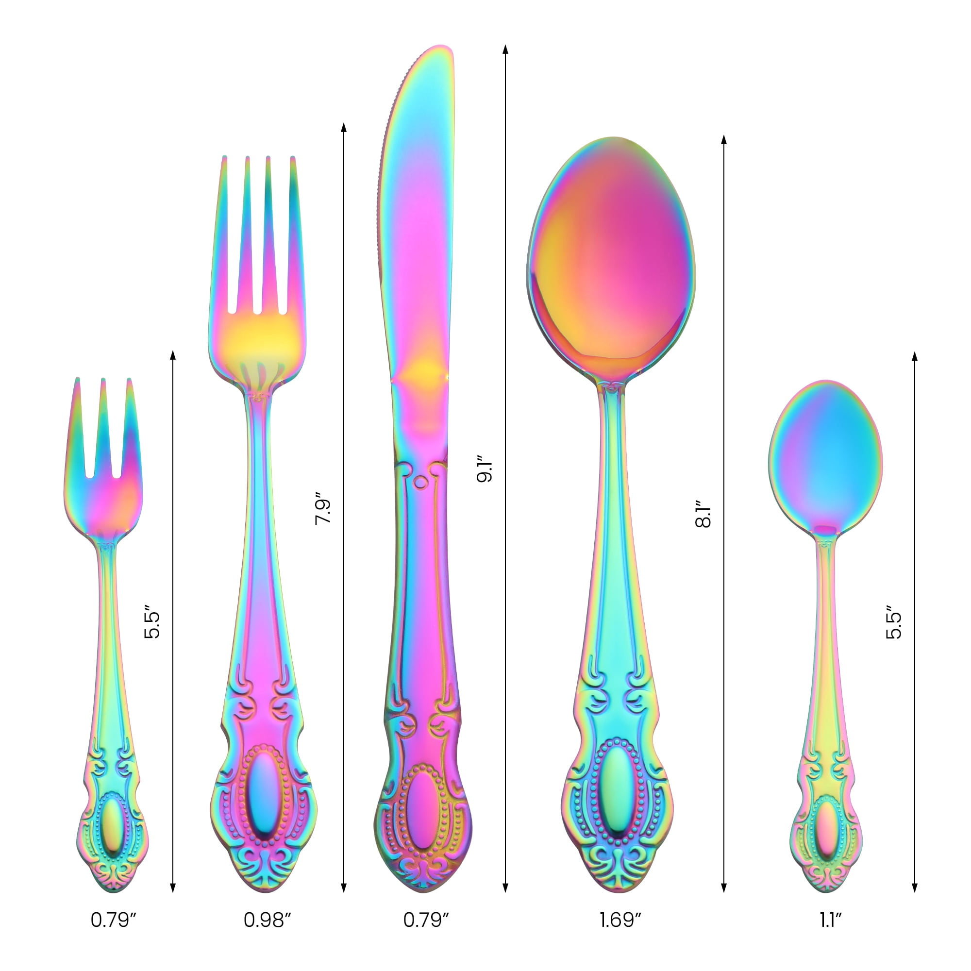 Unique Bargains 20 Piece Stainless Steel Flatware Set for Modern Cutlery Set Colorful
