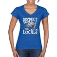 thumbnail image 2 of Wild Bobby Respect The Locals Save Our Oceans Turtle Animal Lover Women Standard V-Neck Tee, Royal, Large, 2 of 6