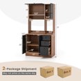 thumbnail image 3 of Costway 71" Tall Kitchen Pantry Buffet Hutch Freestanding Storage Cabinet 4 Doors Walnut, 3 of 10