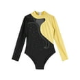 thumbnail image 3 of YEAHDOR Kids Girls Long Sleeve Gymnastics Workout Leotard Keyhole Back Bodysuit Figure Skating Dancewear Black 14, 3 of 5