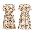 thumbnail image 3 of Bixox Robe d'Été à Manches Courtes pour Femmes Robe Ample Longueur Genou avec Poches-Champignon, 3 of 7