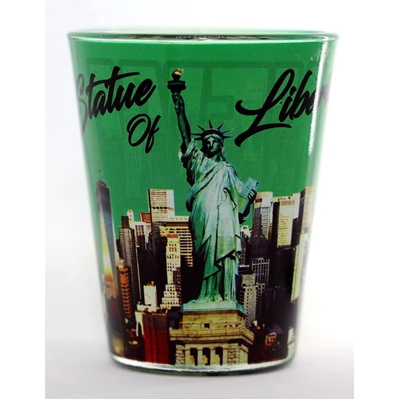 New York Green Skyline SOL Outside Photo Letters Inside Shot Glass…