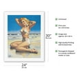 thumbnail image 2 of Yours For the Basking - Blonde Swimsuit Beauty on Beach - Vintage Pin Up Girl Print by Art Frahm c.1940s - Fine Art Rolled Canvas Print (Unframed) 20in x 26in, 2 of 4
