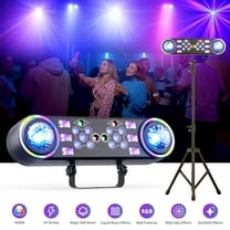 JAJALUYA 7-in-1 DJ Lights with Stand DMX & Remote Professional Double Head Magic Ball Stage Light with Tripod Bag