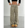 thumbnail image 4 of Pantalones Rectos con Estampado de Leopardo A Cuadros para Mujer, Cintura Elástica, Estilo Y2K, con Bolsillos. Leopardo S, 4 of 10