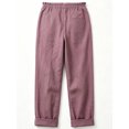 thumbnail image 3 of Womens Casual Linen Capri Cargo Pants Loose elastic Waist ankle Cropped Trouser with Pockets and Button, 3 of 4