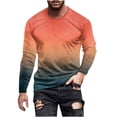 thumbnail image 2 of Wrtxtat Ombre Tops for Men Casual Tie Dye Gradient Print Long Sleeve Overszied Crewneck Pullover Sweatshirts Big and Tall Regular Fit Athletic Workout Tees Shirt Orange#04 S, 2 of 5
