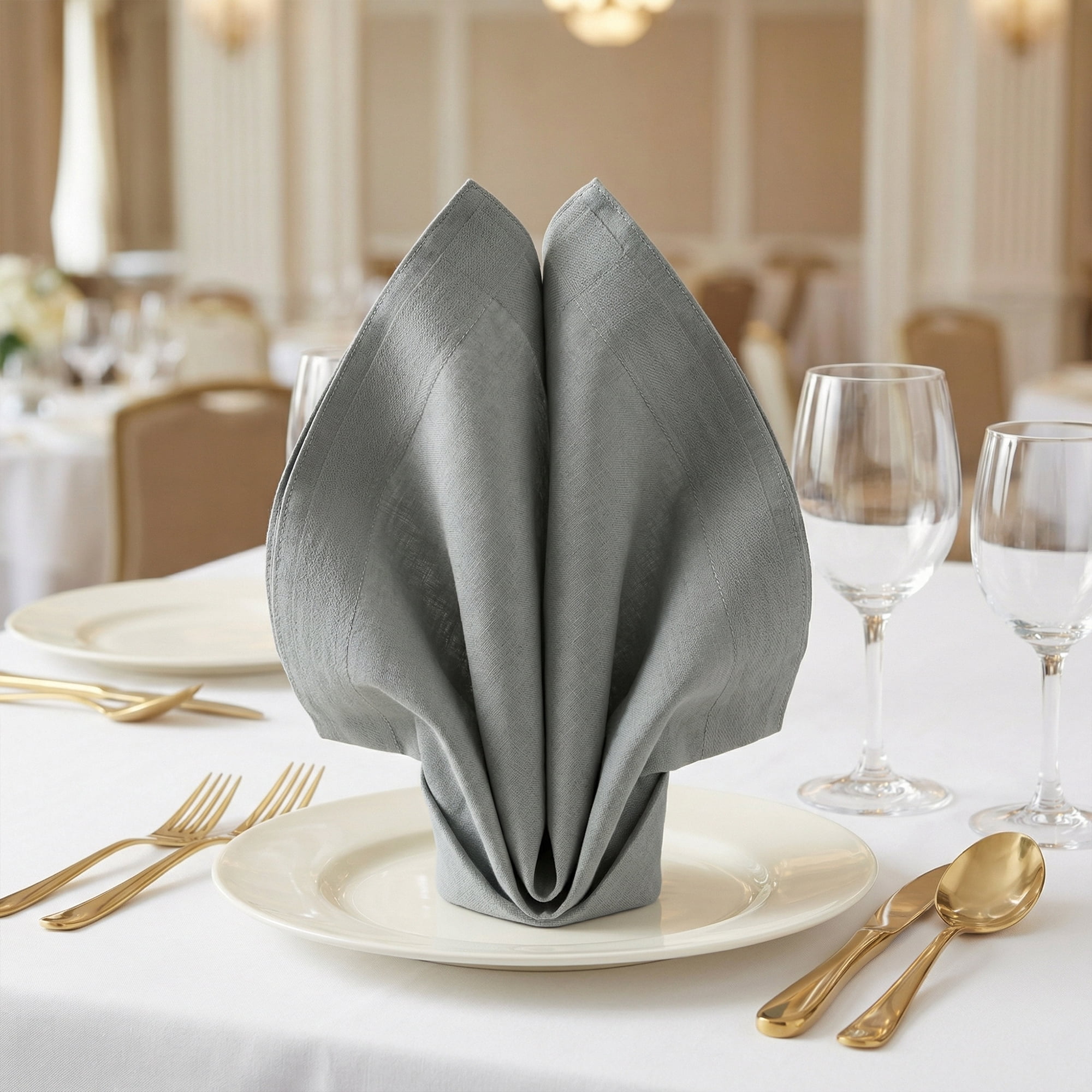Unique Bargains 12Pcs Cotton Washable Elegant Cloth Napkins Dark Gray 16x16inch