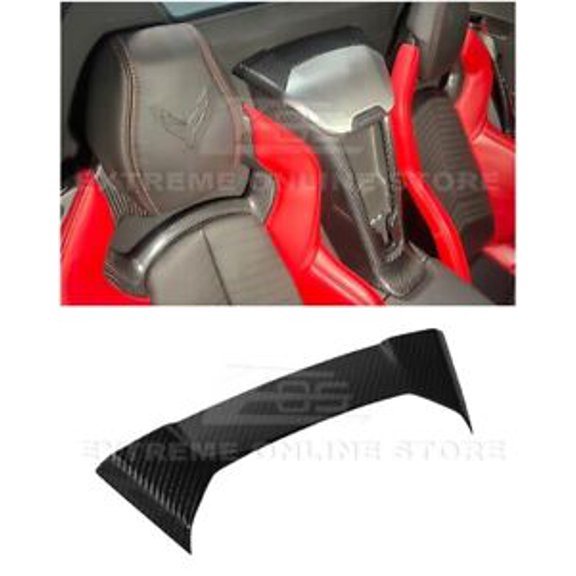 Replacement For 2020-Present Corvette C8 Convertible Models | GM Factory Style CARBON FIBER Interior Console Waterfall Upper Speaker Grille Cover