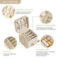 thumbnail image 4 of Casegrace Travel Three Layer Jewelry Box Women Girls Leather Multifunctional Organizer Earrings Necklace Storage Jewelry Case With Button Lock, 4 of 8