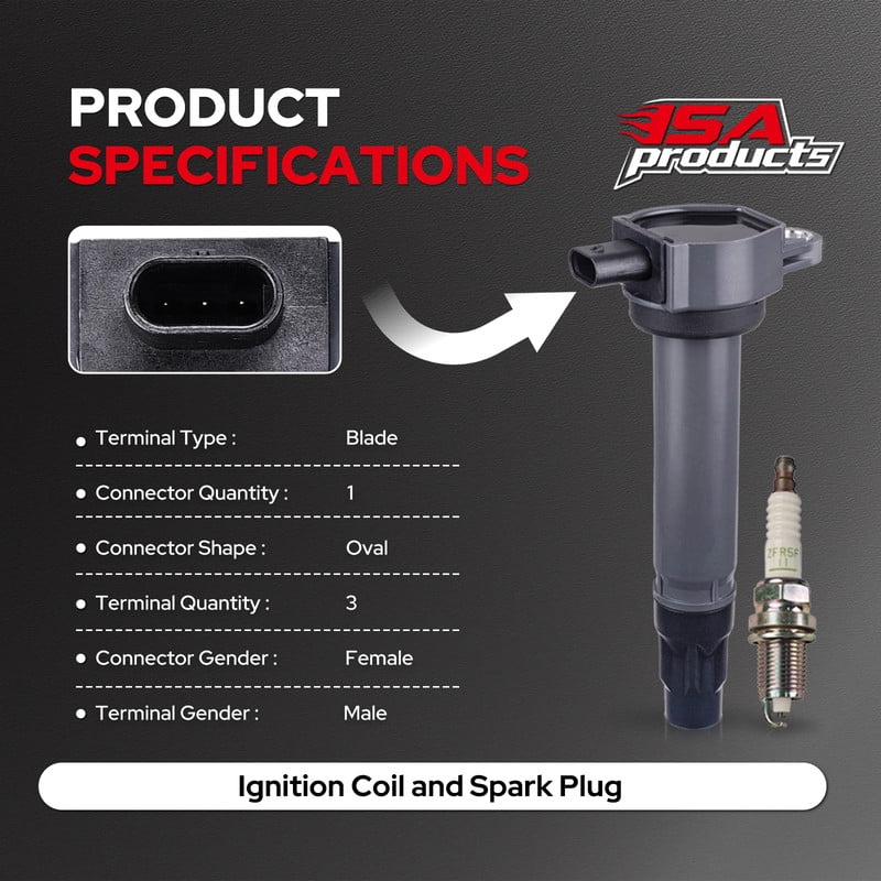 Set of 4 ISA Ignition Coils and 4 NGK Spark Plugs Compatible with 2009-2010 Chrysler Sebring 2009-2020 Dodge Journey 2007-2016 Jeep Compass l4 2.4L Replacement for UF557 2262