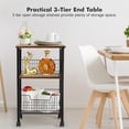 thumbnail image 5 of Small End Table, 3-Tier Side Table with Storage Basket, Industrial Style Side End Table for Living Room Bedroom Kitchen Bathroom, Rustic Brown, 5 of 7