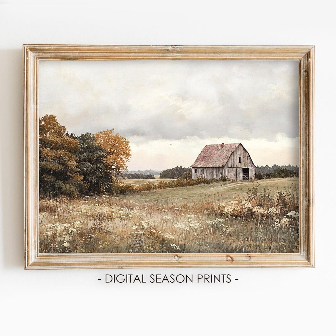 Rustic Barn Countryside Autumn Landscape Trees Elegant Decorative Design Statement Accent Portrait Decor