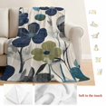 thumbnail image 5 of Navy Blue Green Floral Blanket Soft Cozy Warm Throw Blanket for Couch, Plush Fuzzy Flannel Fleece Blankets for Sofa, Vintage Botanical Leaves Bed Blankets Lightweight Gifts for Women, 50"x60", 5 of 9