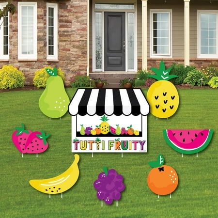 Outdoor Summer Decorations Tutti Fruity - Yard Sign & Outdoor Lawn Decorations - Frutti Summer Baby Shower or Birthday Party Yard Signs - Set of 8 ()