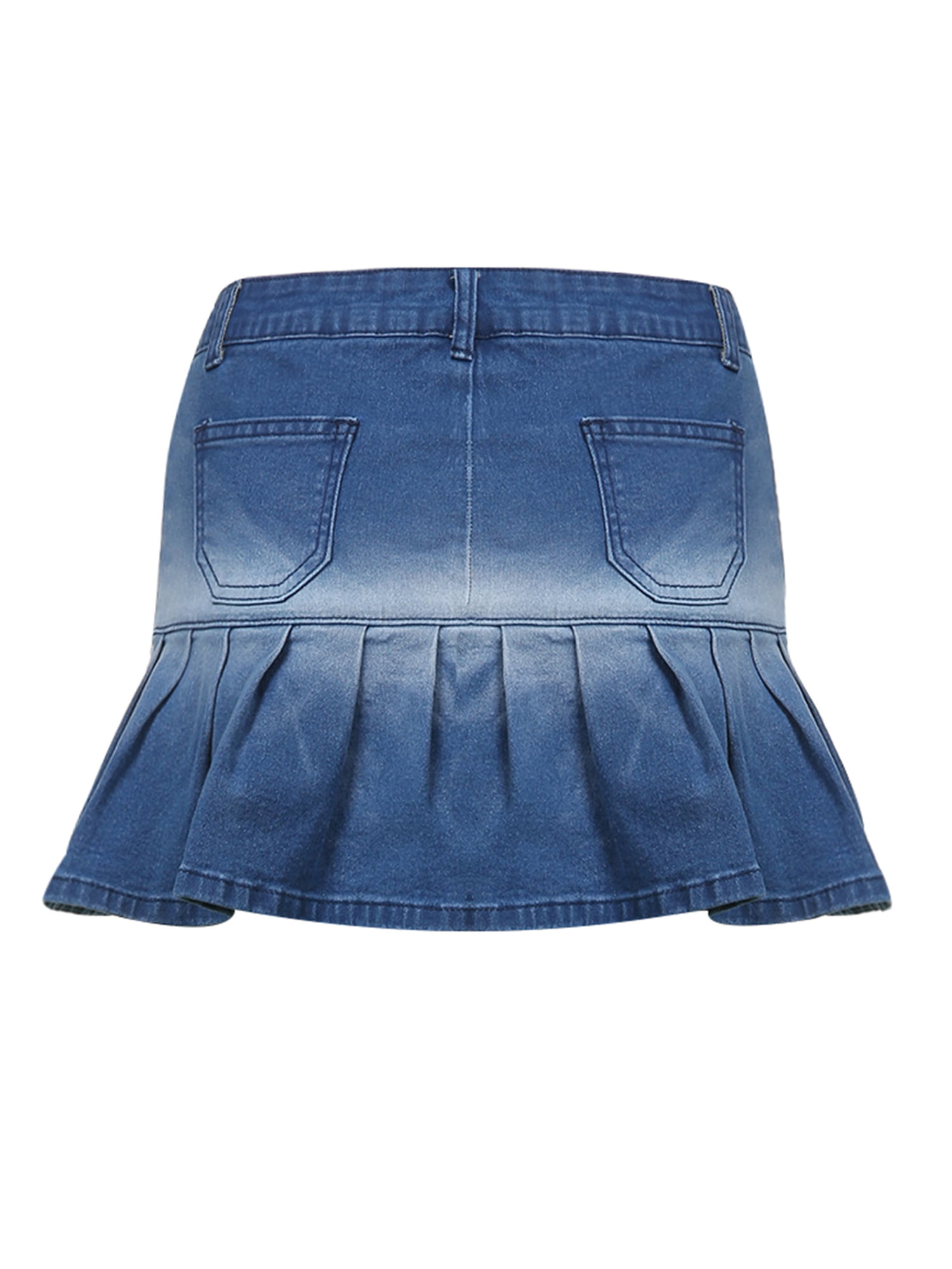 Casual Low Waist Button Mini Denim Skirt with Pocket Summer  Pleated Skirts Patterns for Sewing Women with Drawstring Blue : Clothing,  Shoes & Jewelry