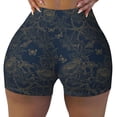 thumbnail image 2 of Daiia Vintage Chrysanthemum Pattern Women's Workout Shorts Biker Shorts - High Waisted Workout Spandex Tummy Control Gym Running Yoga Shorts-Medium, 2 of 8